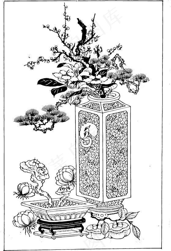 线描花ai矢量模版下载