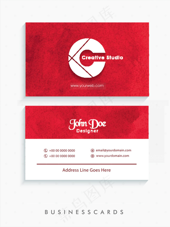 现代企业红色简约名片模板下载