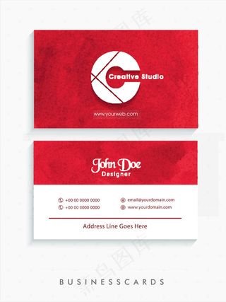 现代企业红色简约名片模板下载