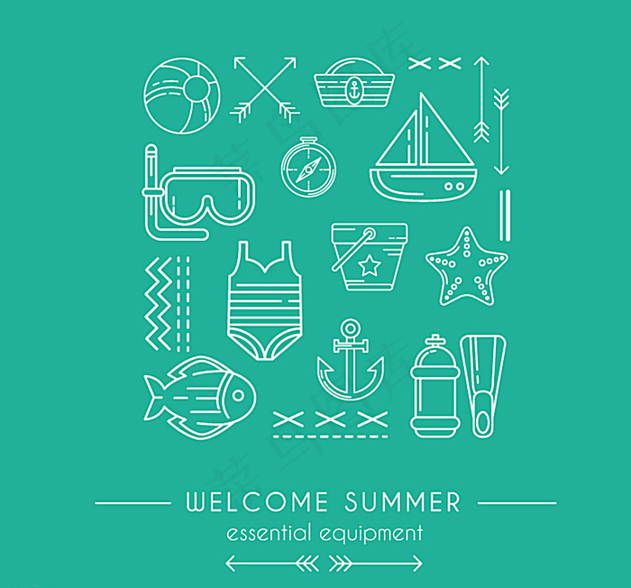 白色夏日图标矢量素材图片