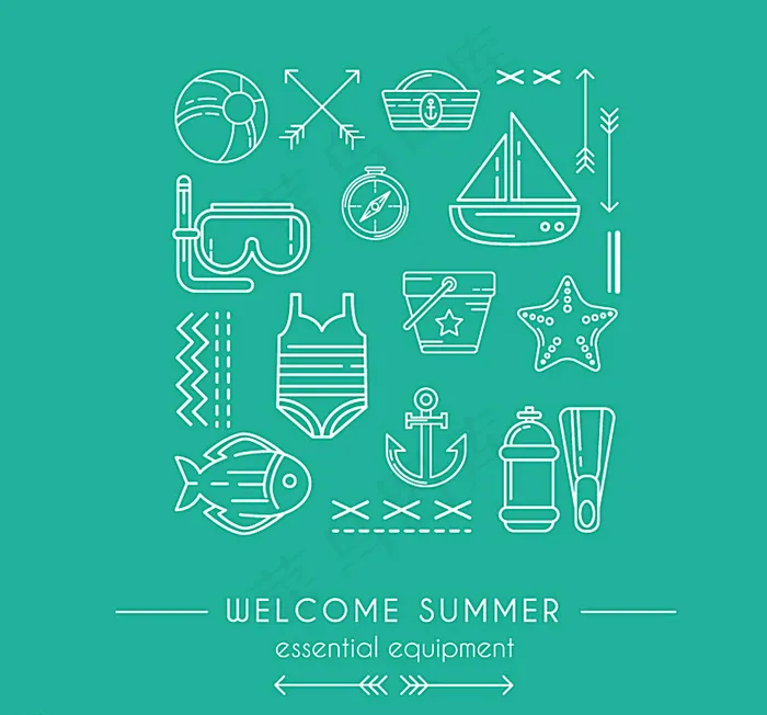 白色夏日图标矢量素材图片ai矢量模版下载