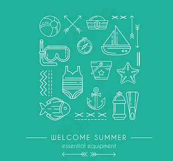 白色夏日图标矢量素材图片