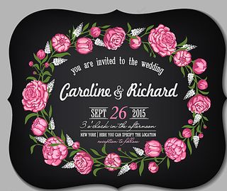 浪漫花卉婚礼邀请卡矢量素材图片