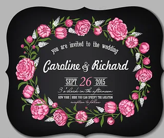 浪漫花卉婚礼邀请卡矢量素材图片