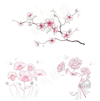 手绘植物花纹矢量素材