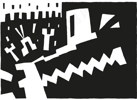 卡通黑白抽象画矢量素材