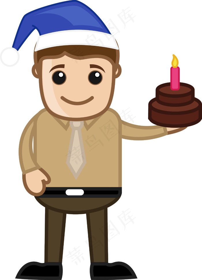 蜡烛-卡通商业性质的圣诞晚会蛋糕