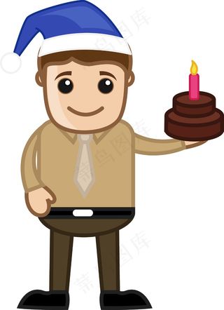 蜡烛-卡通商业性质的圣诞晚会蛋糕