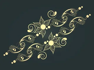 美丽的花卉装饰的金色边框