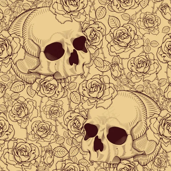 骷髅插画04—矢量素材eps,ai矢量模版下载