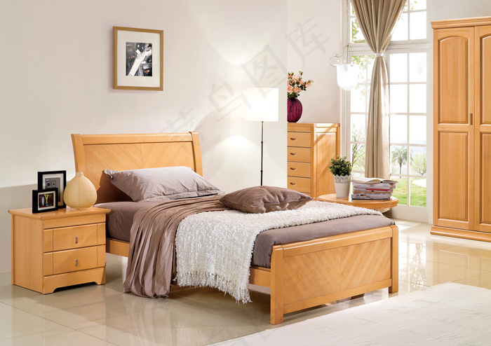 实木床背景图 实木床免费下载