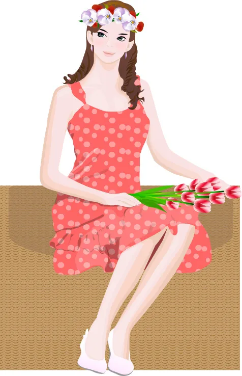 戴花环的美女