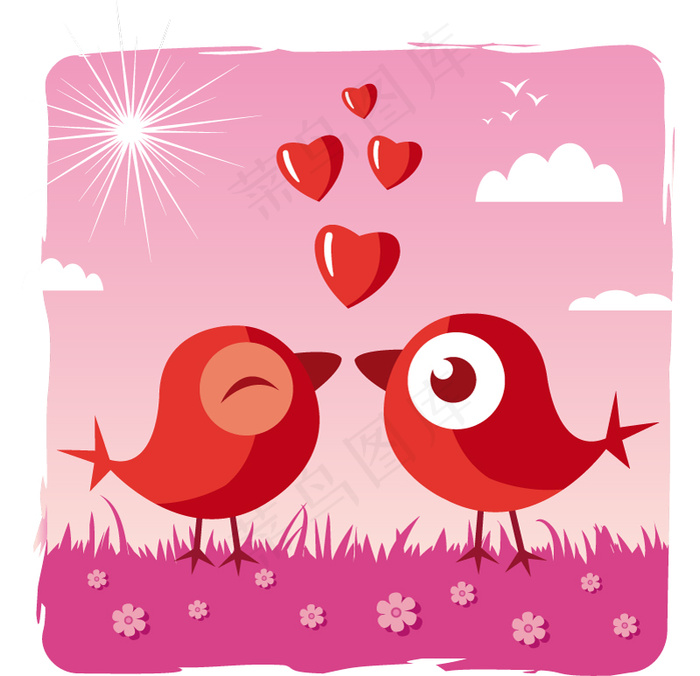 情人爱鸟矢量素材