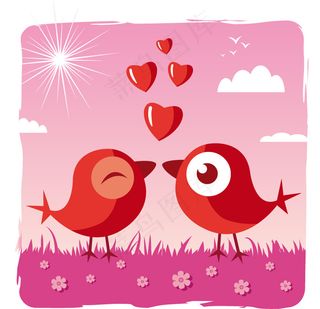 情人爱鸟矢量素材