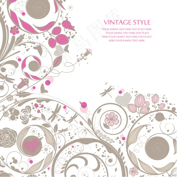 炫色的植物装饰图案ai矢量模版下载