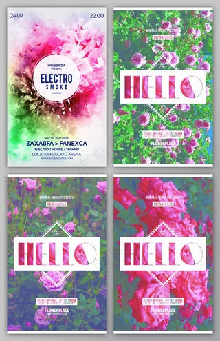 热情时尚花朵背景海报素材