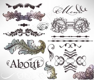 复古纹样花纹花边矢量素材