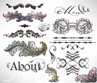 复古纹样花纹花边矢量素材