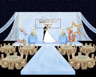淡蓝色婚礼舞台效果