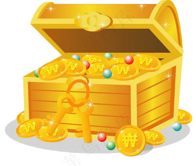 箱子金币psd模版下载