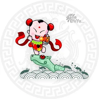 招财童子 卡通形象 矢量CDR_0...