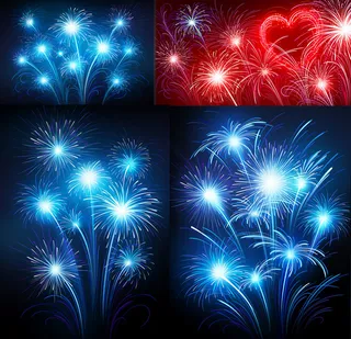 彩色绽放烟花矢量素材