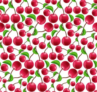红色樱桃无缝背景矢量素材下载