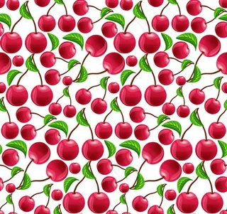 红色樱桃无缝背景矢量素材下载