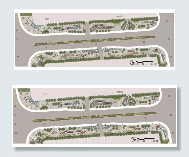 某道路景观彩平psd模版下载