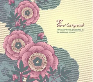 素雅的花卉背景矢量素材三
