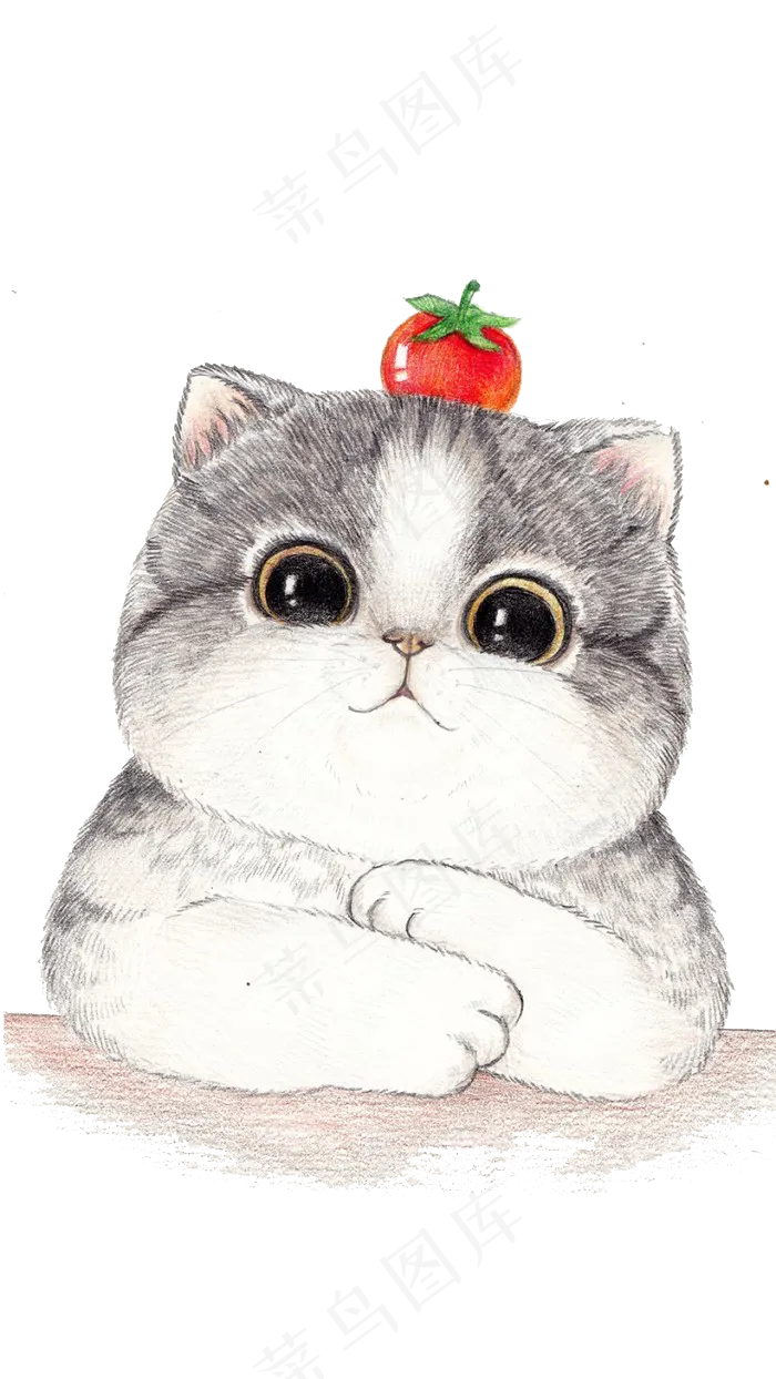 手绘大脸猫咪