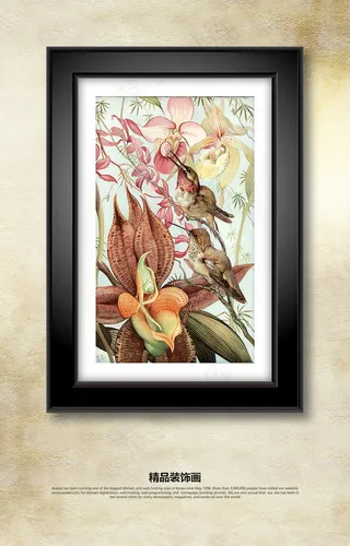 欧式工笔花鸟画装饰画无框画挂画
