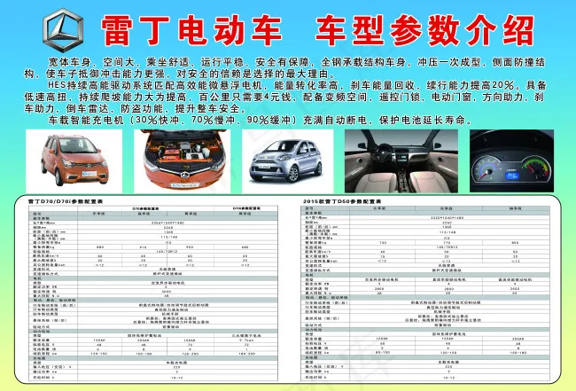 雷丁电动汽车D50、D70参数配置...(4961X3366(DPI:300))psd模版下载