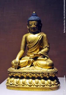 铜镀金释迦摩尼佛像图片