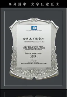 百强企业金属质感荣誉证书