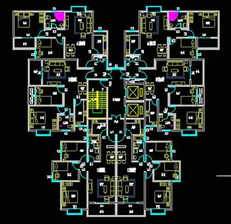 经典户型--一梯六户CAD图纸免费...