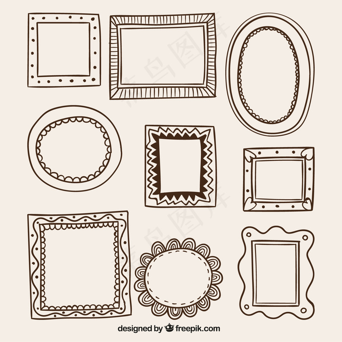 复古风格的手绘相框ai矢量模版下载