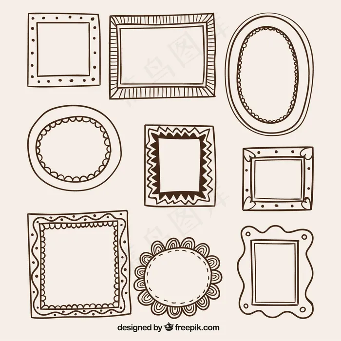 复古风格的手绘相框ai矢量模版下载