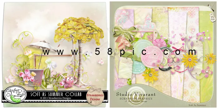 欧美剪贴素材(淡雅柔和色系)