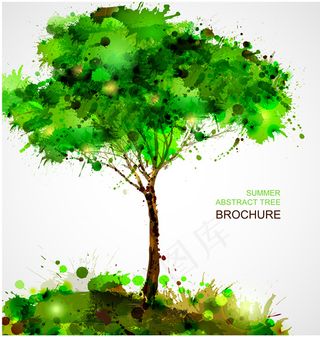 喷溅喷墨泼墨树木矢量背景底纹