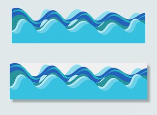 手绘创意蓝色波浪免抠png透明图层素材