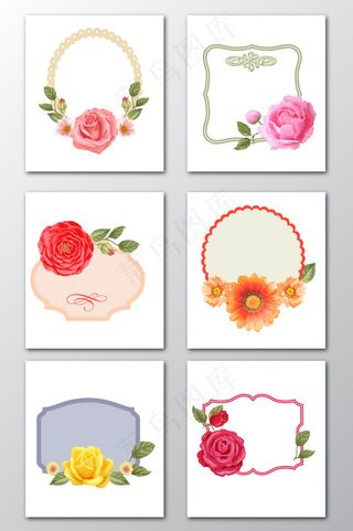 鲜花边框矢量素材