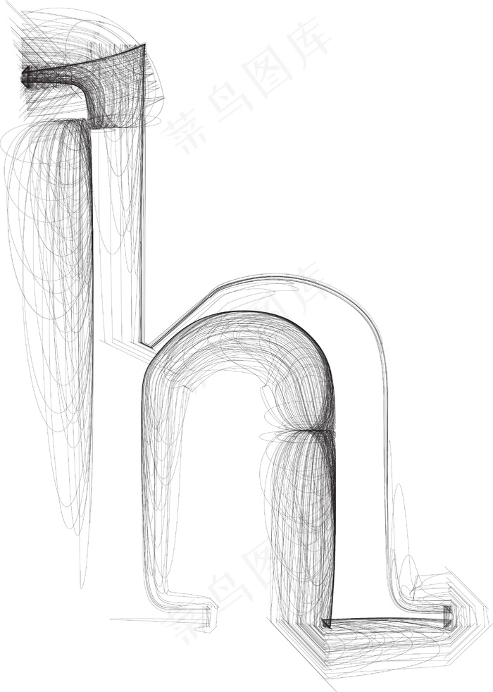 手绘字体字母H矢量插画eps,ai矢量模版下载