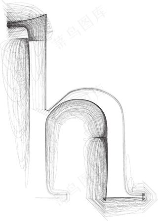 手绘字体字母H矢量插画