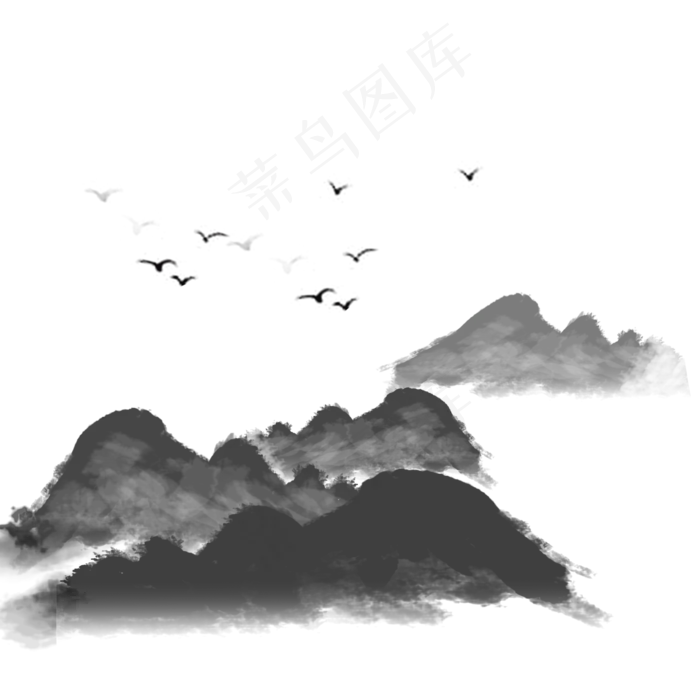 黑白画波浪山峰元素黑白画波浪山峰元素psd模版下载