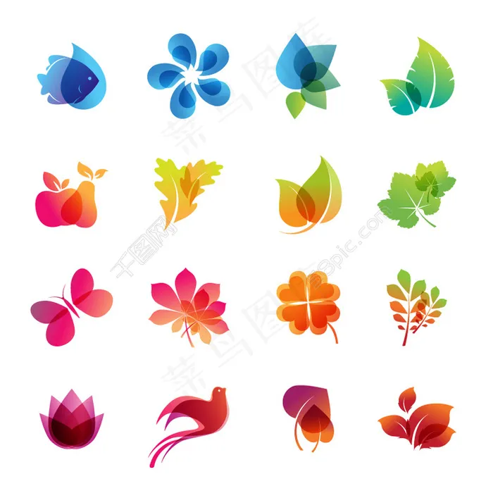 绿叶动物logo设计图片eps,ai矢量模版下载