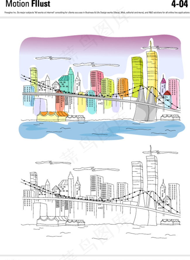 海港城市矢量插画图片ai矢量模版下载