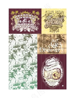 夏威夷美式服装印花矢量图