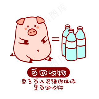 垃圾分类小猪表情包,免抠元素