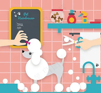 可爱宠物美容插画图片